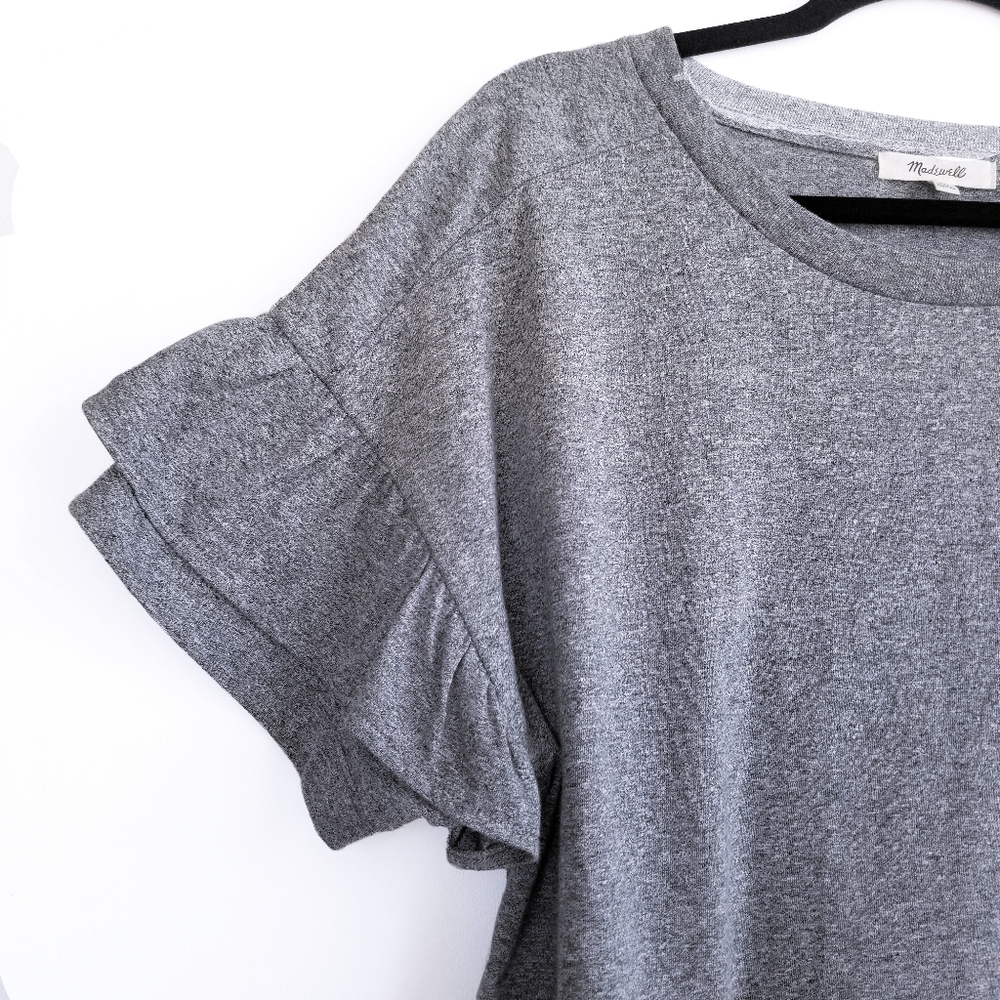 Madewell Ruffle Sleeve Tee Grey Size XL - Picture 6 of 8